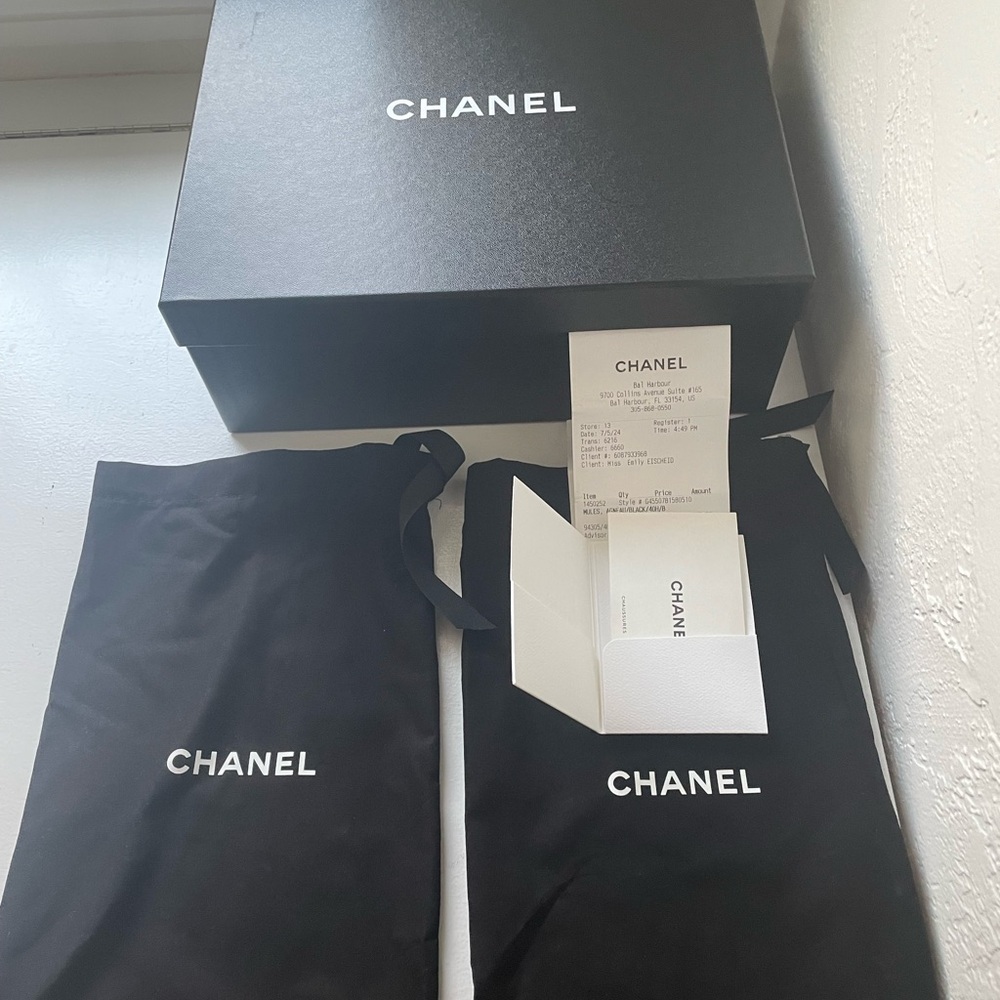 Size 40.5 CHANEL Black Lambskin DAD SLIDE sandals G45507 W/ receipt - Picture 9 of 16